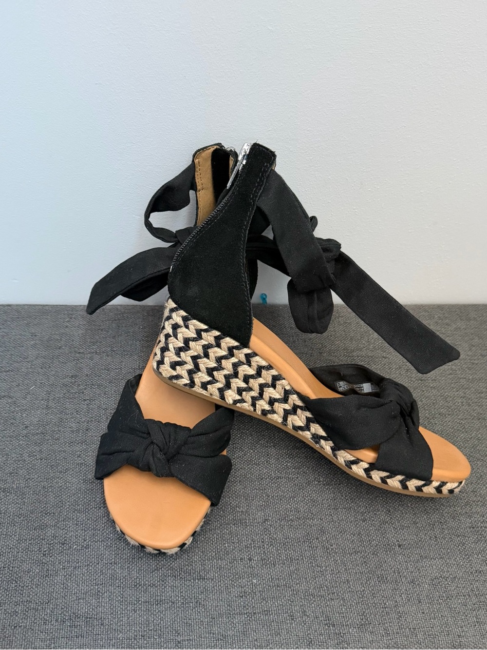 UGG Black Knotted Espadrille Wedge Sandals